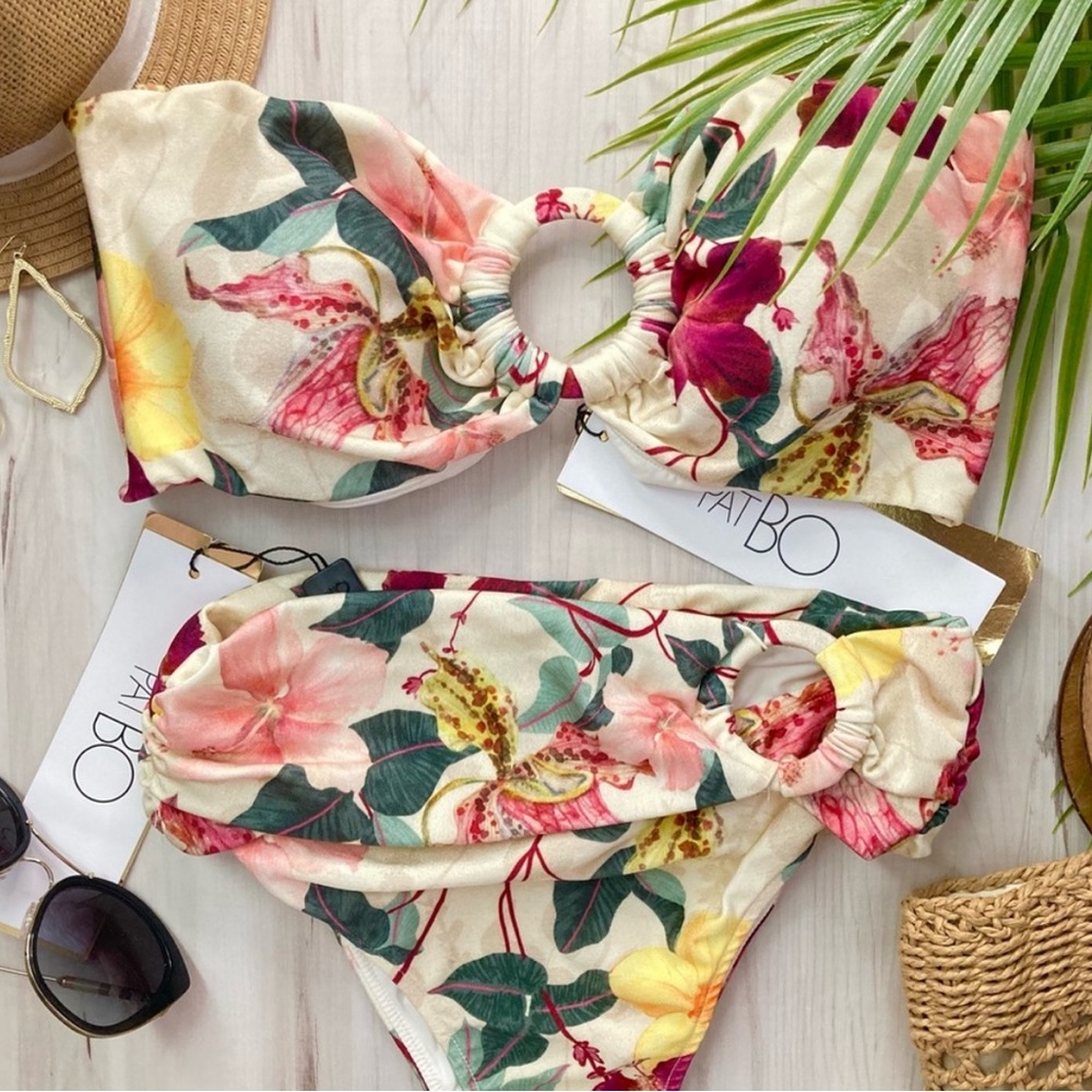 PatBO Hibiscus Bandeau Bikini Set